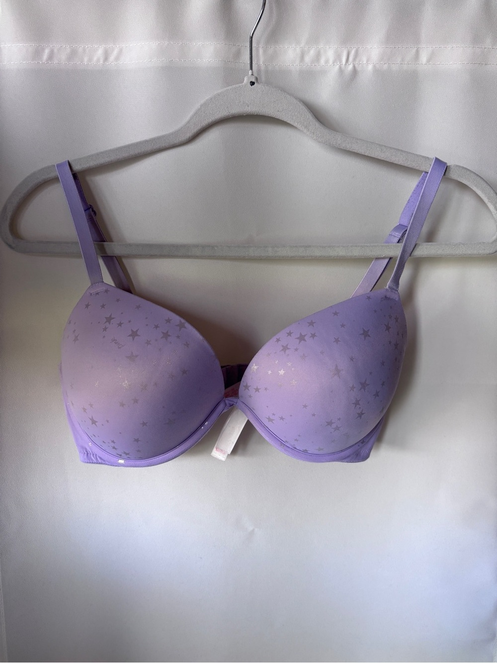 PINK Victoria’s Secret Women’s Light Purple Star-Print Push Up Bra
